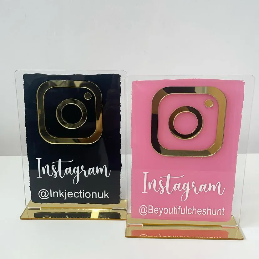 Customized branded best high top quality custom company business social media table top signage design and printing in Lagos, Abuja, Nigeria, Africa.